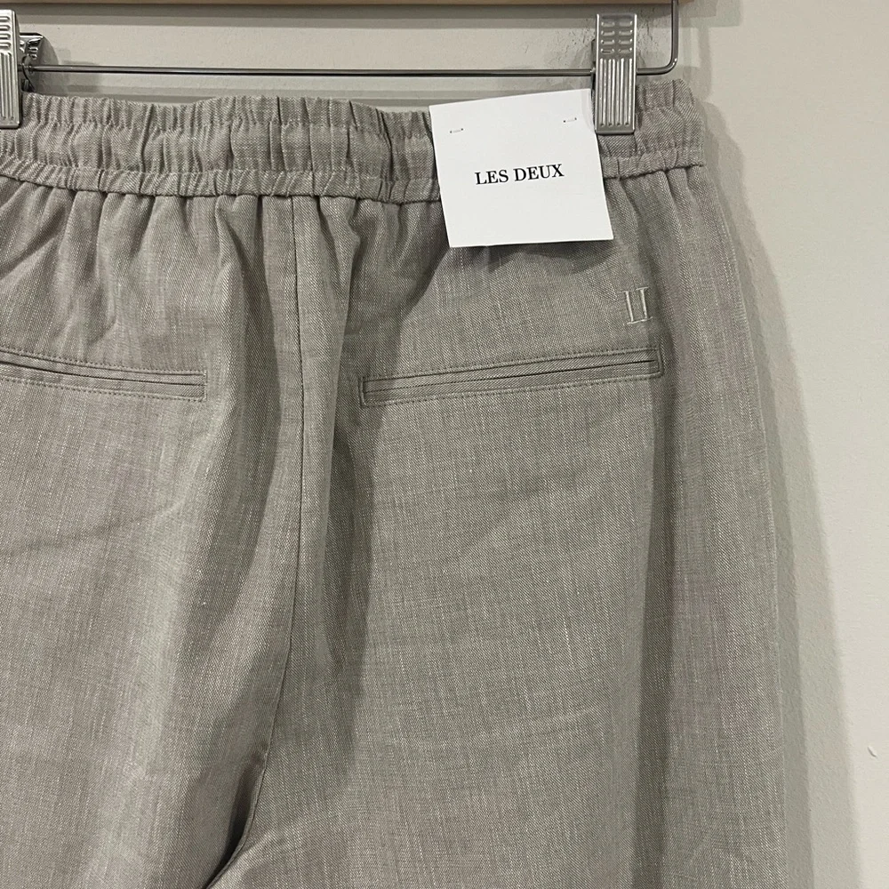 LES DEUX Como Tapered Linen Drawstring Pants Gray W29 L32 NWT